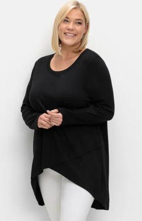 Sheego Longshirt in Wickeloptik, in leichter A-Linie, schwarz, Gr.52/54