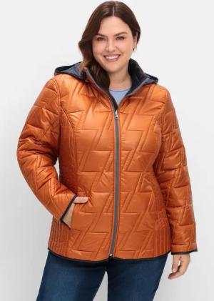 Sheego Wendesteppjacke mit Kapuze und Stehkragen, cognac, Gr.42