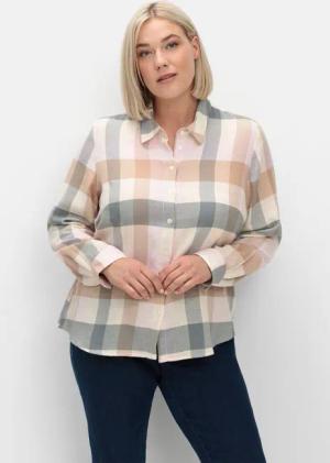Sheego Flanellbluse im Karomuster, rosé gemustert, Gr.50
