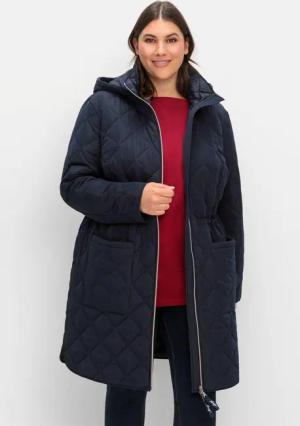 Sheego Leichter Steppmantel mit Kapuze, tiefblau, Gr.42