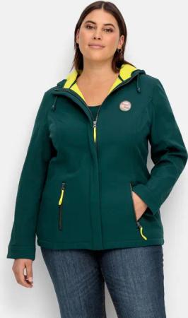 Sheego Softshell-Jacke mit Fleece-Innenseite, tiefgrün, Gr.48