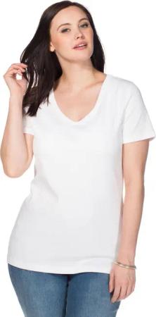 Sheego T-Shirt mit V-Ausschnitt, weiß, Gr.52/54