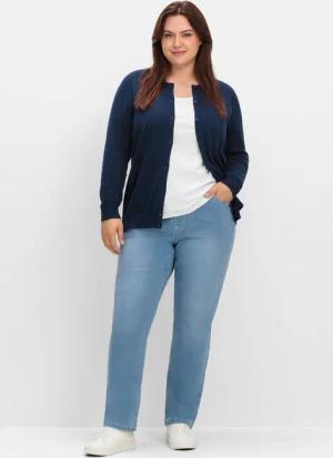 Sheego Gerade Jeans mit Rundum-Dehnbund, blue Denim, Gr.42