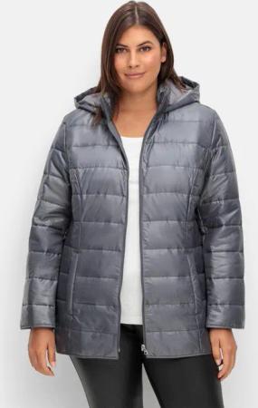 Sheego Leicht wattierte Steppjacke mit Kapuze, grau, Gr.44