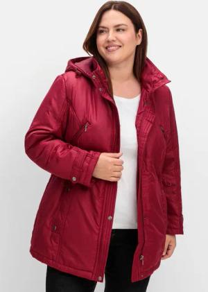 Sheego Steppjacke mit Tunnelzug in der Taille, weinrot, Gr.52