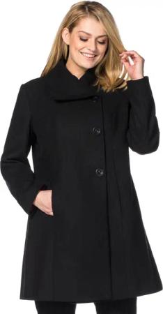 Sheego Kurzmantel mit asymmetrischem Kragen, schwarz, Gr.58