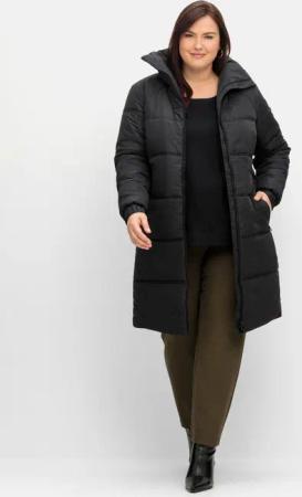 Sheego Steppmantel mit hohem Kragen, warm wattiert, anthrazit, Gr.40