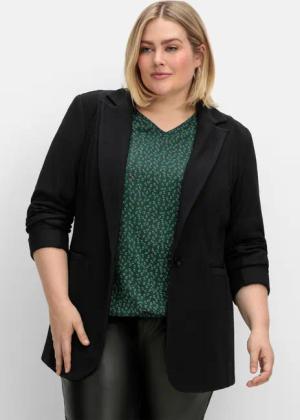 Sheego Taillierter Blazer in Ottoman-Rippstruktur, schwarz, Gr.46