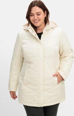 Sheego Steppjacke mit abnehmbarer Kapuze, steingrau, Gr.52