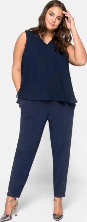Sheego Jumpsuit im Lagenlook mit Chiffon-Oberteil, marine, Gr.58