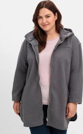 Sheego Kapuzenjacke mit Stehkragen und Reißverschluss, anthrazit, Gr.40