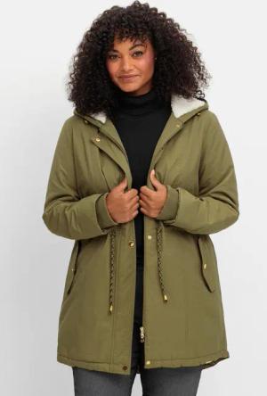 Sheego Wattierte Jacke im Parka-Stil mit kuscheliger Kapuze, oliv, Gr.46