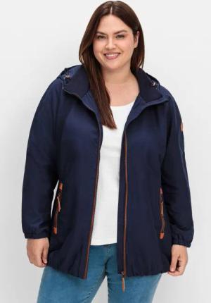 Sheego Kapuzenjacke aus Microfaser, mit Kontrastdetails, marine, Gr.44