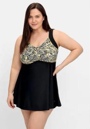 Tankini-Set mit Paisleymuster, schwarz, Gr.40C