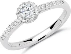 750er Weißgold Halo-Ring mit Diamanten