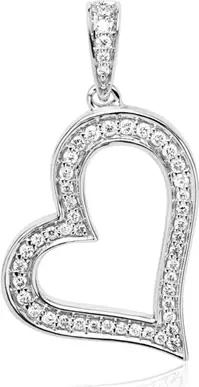 585er Weißgold Herzanhänger mit Diamanten