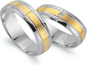 Trauringe 750er Gelb- Weissgold mit Brillant