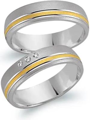 Trauringe 750er Gelb- Weissgold 3 Diamanten