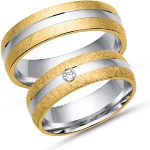 Eheringe 333er Gelb- Weissgold mit Diamant