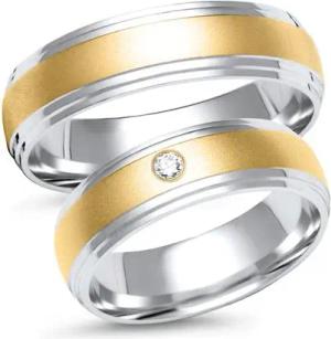 Trauringe 585er Gelb- Weissgold mit Brillant