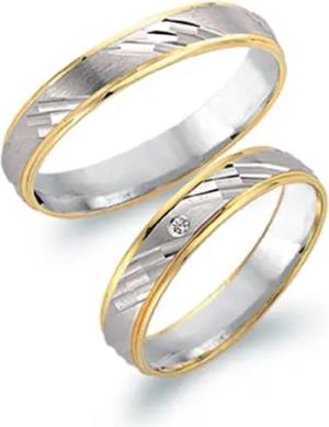 Eheringe 585er Gelb- Weissgold mit Diamant