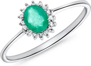Smaragdring aus 585er Weißgold mit Diamanten