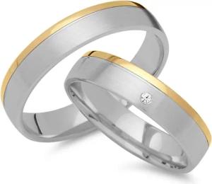 Trauringe 750er Gelb- Weissgold mit Diamant