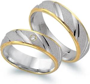 Eheringe 333er Gelb- Weissgold mit Diamant