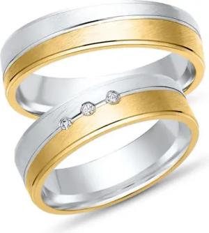 Trauringe 333er Gelb- Weissgold 3 Diamanten