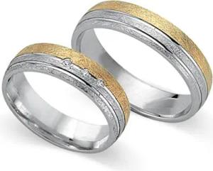 Eheringe 585er Gelb- Weissgold 3 Diamanten