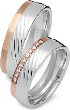 Eheringe 333er Rot- Weissgold 10 Diamanten