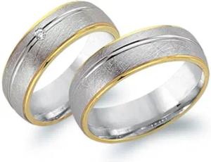 Eheringe 585er Gelb- Weissgold mit Brillant