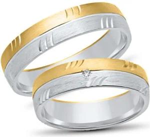 Trauringe 333er Gelb- Weissgold mit Brillant