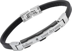 Lederarmband Edelstahlplatte Zirkonia
