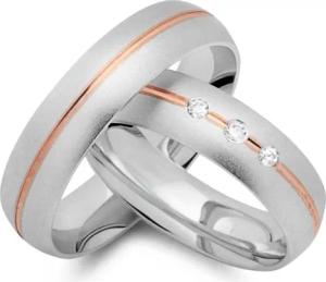 Trauringe 585er Rot- Weissgold 3 Diamanten