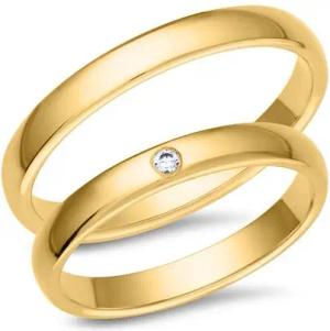 Trauringe 585er Gelbgold mit Diamant
