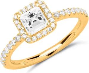 585er Gold Halo Ring mit Diamanten