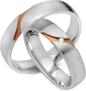 Trauringe 750er Rot- Weissgold mit Diamant