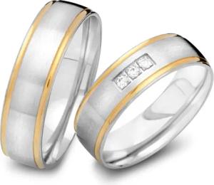 Eheringe 333er Gelb- Weissgold 3 Diamanten