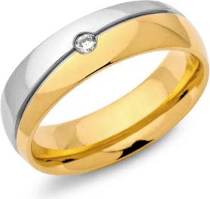 Edelstahlring vergoldet 6mm mit Zirkonia