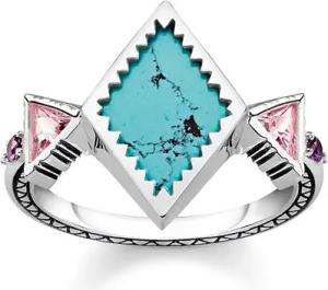925er Silber Ring Zick Zack Türkis