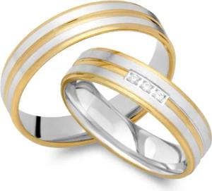 Trauringe 333er Gelb- Weissgold 3 Diamanten