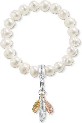 Charm Armband Federn Süßwasserperlen