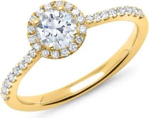 750er Gold Halo Ring mit Diamanten