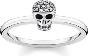 925er Silberring Totenkopf für Damen mit Zirkonia