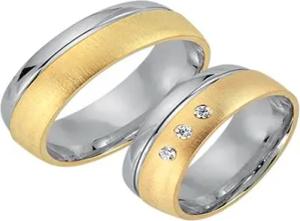 Eheringe 333er Gelb- Weissgold 3 Diamanten