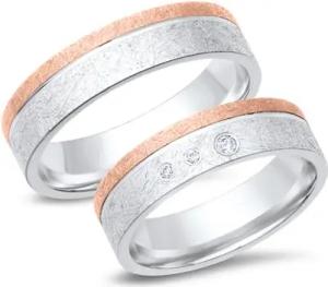 Eheringe 333er Weiss- Rotgold 3 Diamanten
