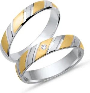 Trauringe 333er Gelb- Weissgold mit Diamant