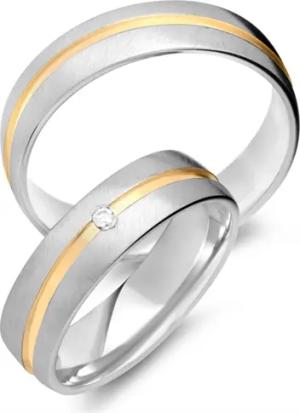 Trauringe 750er Gelb- Weissgold mit Brillant