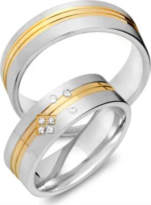 Trauringe 333er Gelb- Weissgold 7 Diamanten